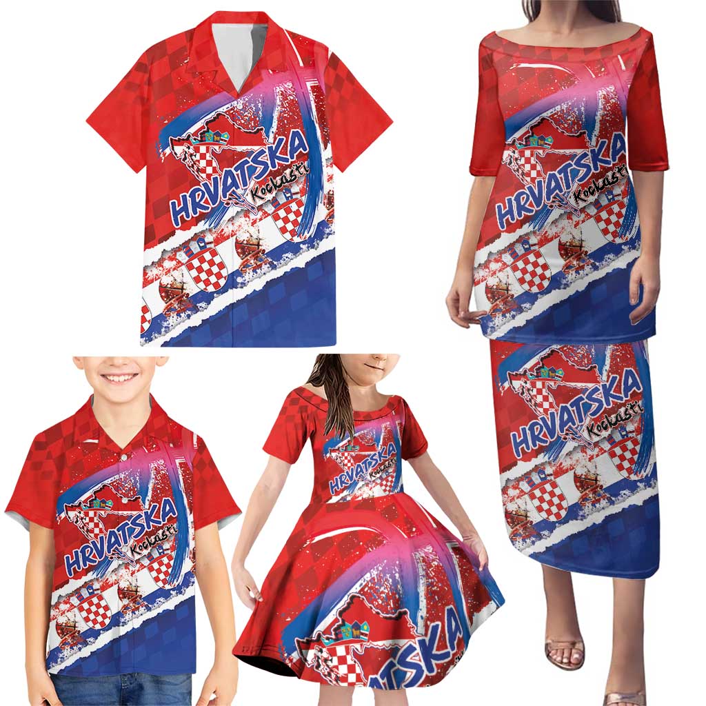 Basketball Fan Jersey Croatian Family Matching Puletasi and Hawaiian Shirt Hrvatska-The Chequered Ones - Wonder Print Shop