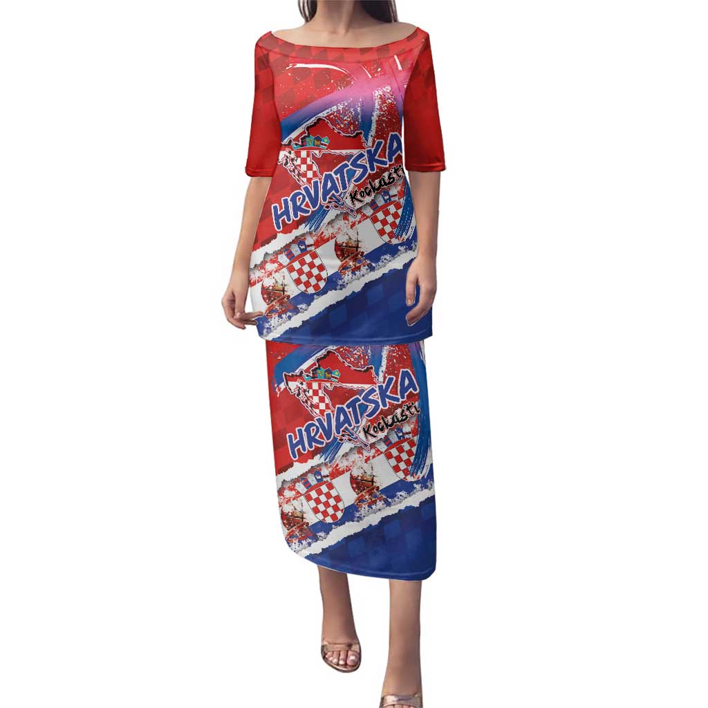 Basketball Fan Jersey Croatian Family Matching Puletasi and Hawaiian Shirt Hrvatska-The Chequered Ones - Wonder Print Shop