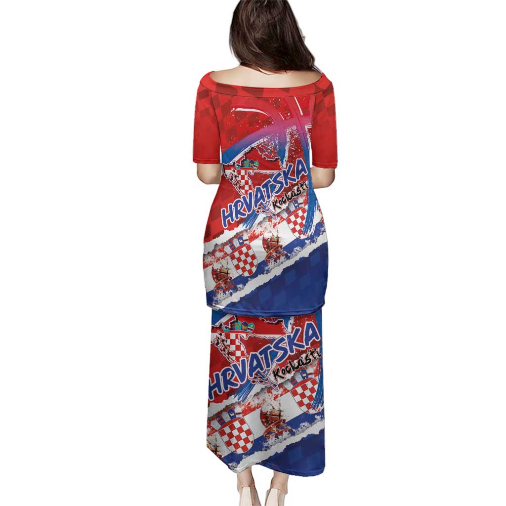 Basketball Fan Jersey Croatian Family Matching Puletasi and Hawaiian Shirt Hrvatska-The Chequered Ones - Wonder Print Shop