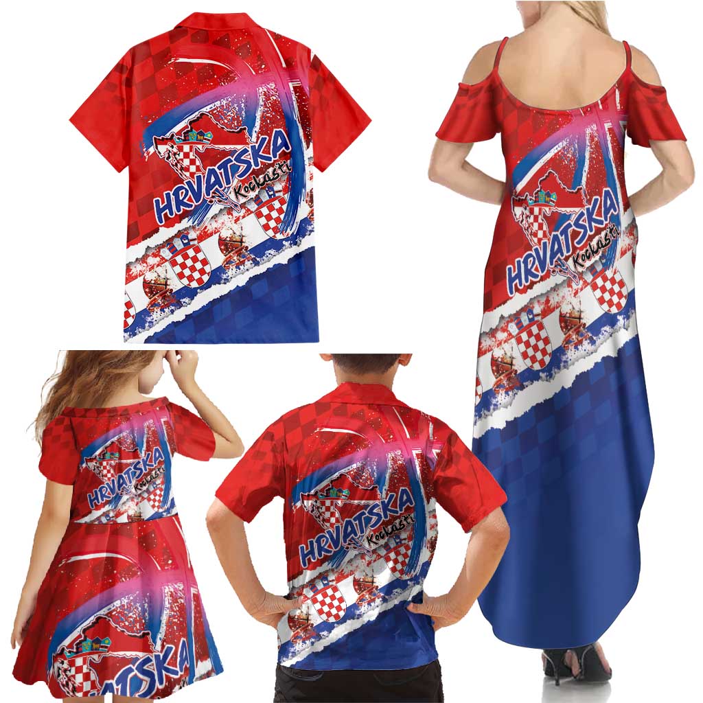 Basketball Fan Jersey Croatian Family Matching Summer Maxi Dress and Hawaiian Shirt Hrvatska-The Chequered Ones - Wonder Print Shop