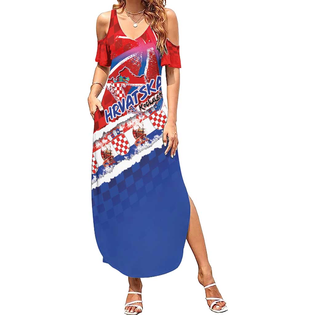 Basketball Fan Jersey Croatian Family Matching Summer Maxi Dress and Hawaiian Shirt Hrvatska-The Chequered Ones - Wonder Print Shop