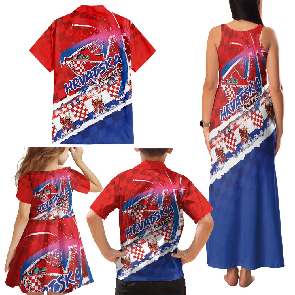 Basketball Fan Jersey Croatian Family Matching Tank Maxi Dress and Hawaiian Shirt Hrvatska-The Chequered Ones - Wonder Print Shop