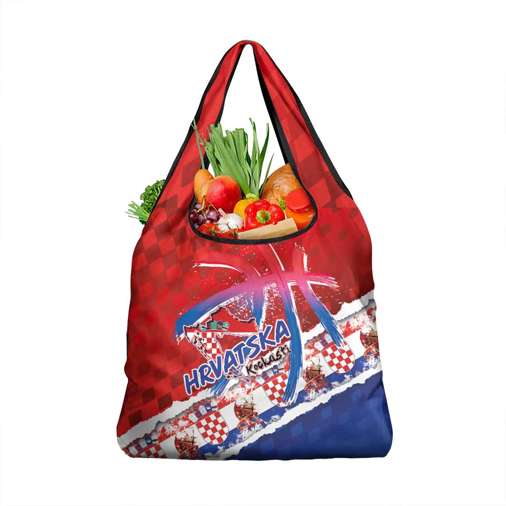 Basketball Fan Jersey Croatian Grocery Bag Hrvatska-The Chequered Ones - Wonder Print Shop