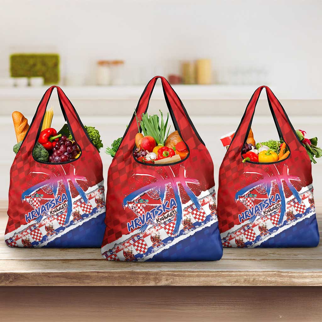 Basketball Fan Jersey Croatian Grocery Bag Hrvatska-The Chequered Ones - Wonder Print Shop
