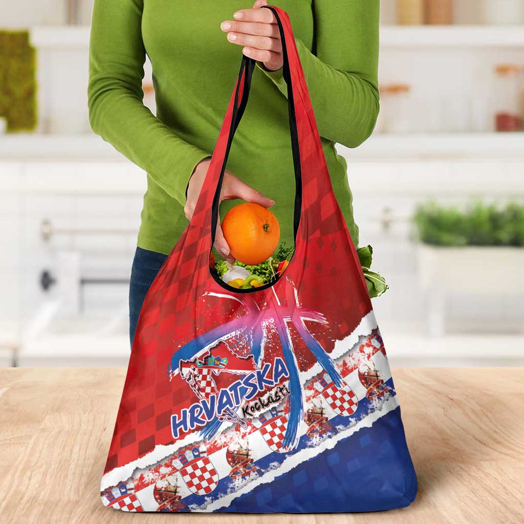 Basketball Fan Jersey Croatian Grocery Bag Hrvatska-The Chequered Ones - Wonder Print Shop