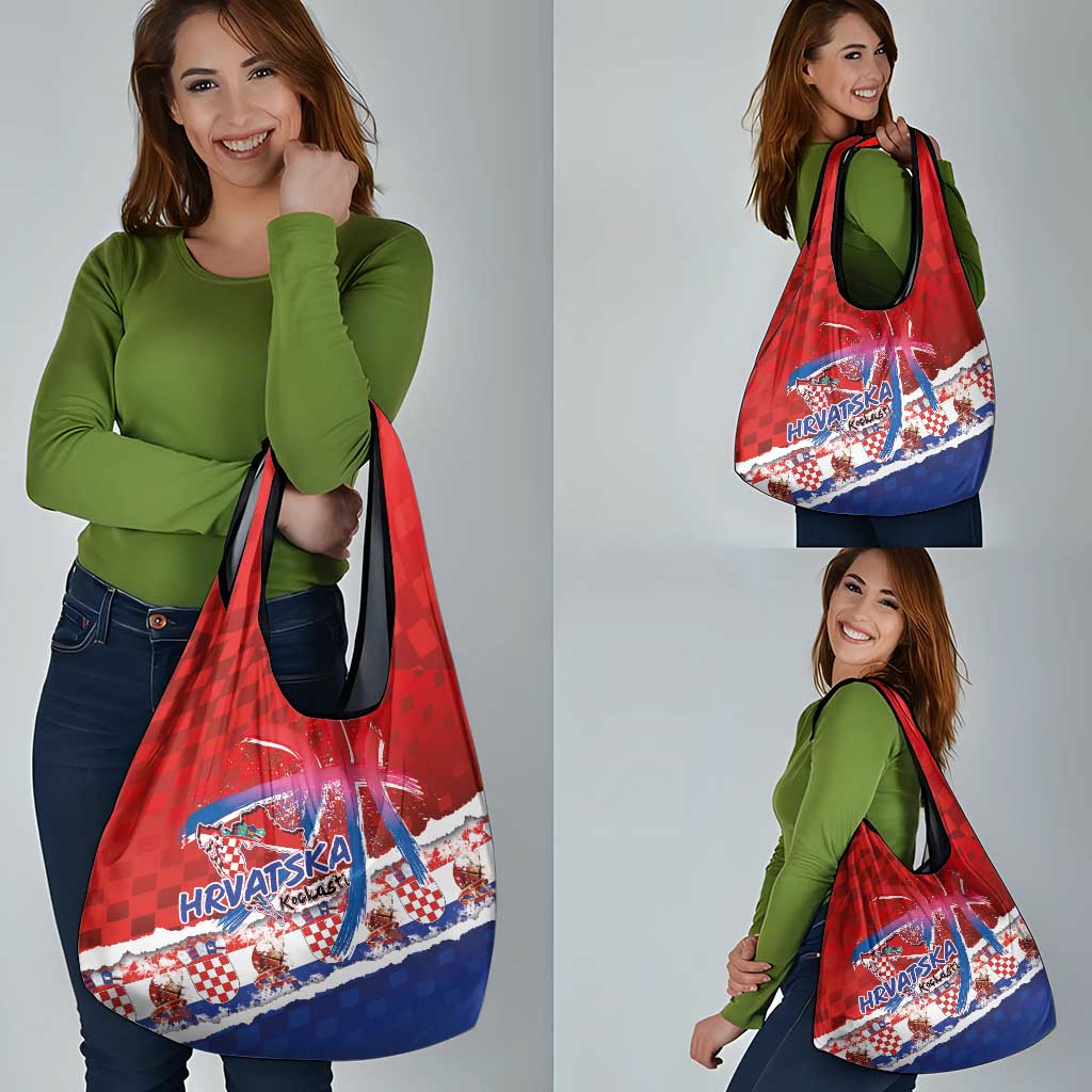 Basketball Fan Jersey Croatian Grocery Bag Hrvatska-The Chequered Ones - Wonder Print Shop