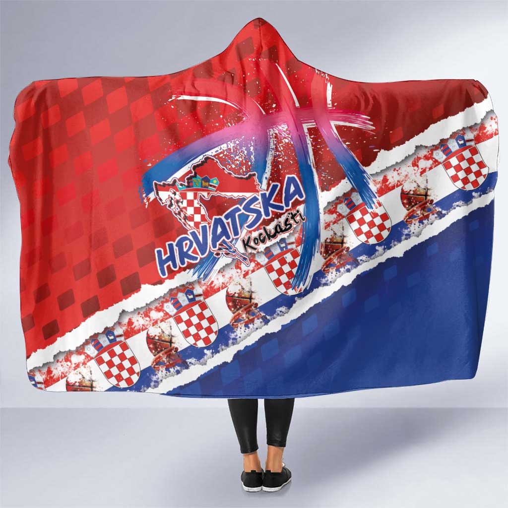 Basketball Fan Jersey Croatian Hooded Blanket Hrvatska-The Chequered Ones - Wonder Print Shop