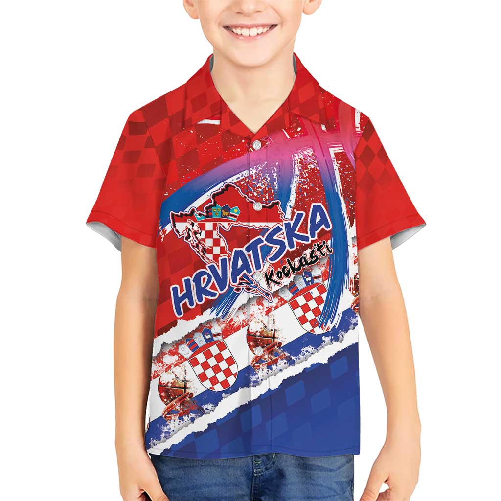 Basketball Fan Jersey Croatian Kid Hawaiian Shirt Hrvatska-The Chequered Ones - Wonder Print Shop