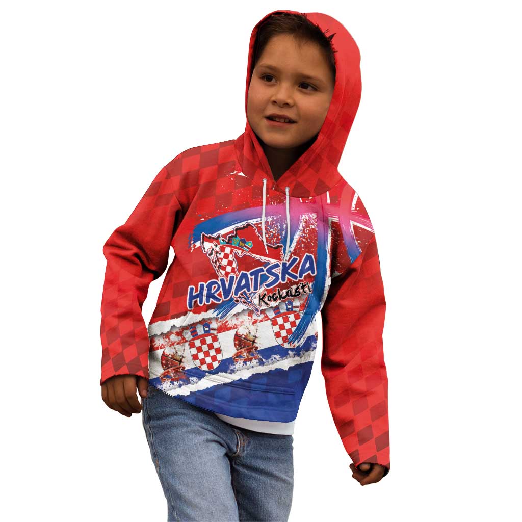 Basketball Fan Jersey Croatian Kid Hoodie Hrvatska-The Chequered Ones - Wonder Print Shop
