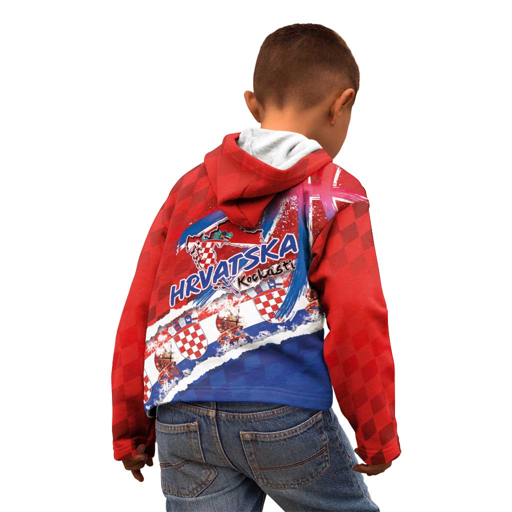 Basketball Fan Jersey Croatian Kid Hoodie Hrvatska-The Chequered Ones - Wonder Print Shop
