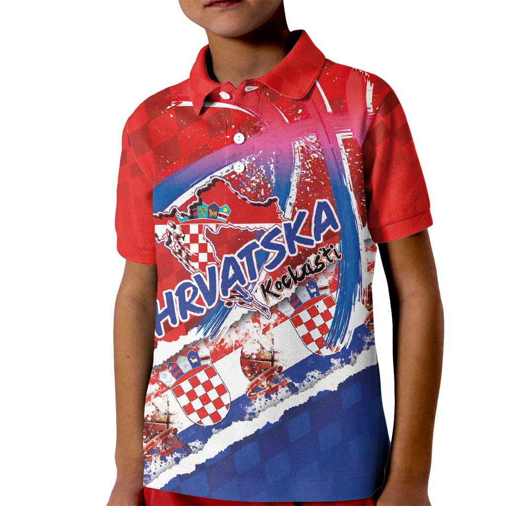Basketball Fan Jersey Croatian Kid Polo Shirt Hrvatska-The Chequered Ones - Wonder Print Shop