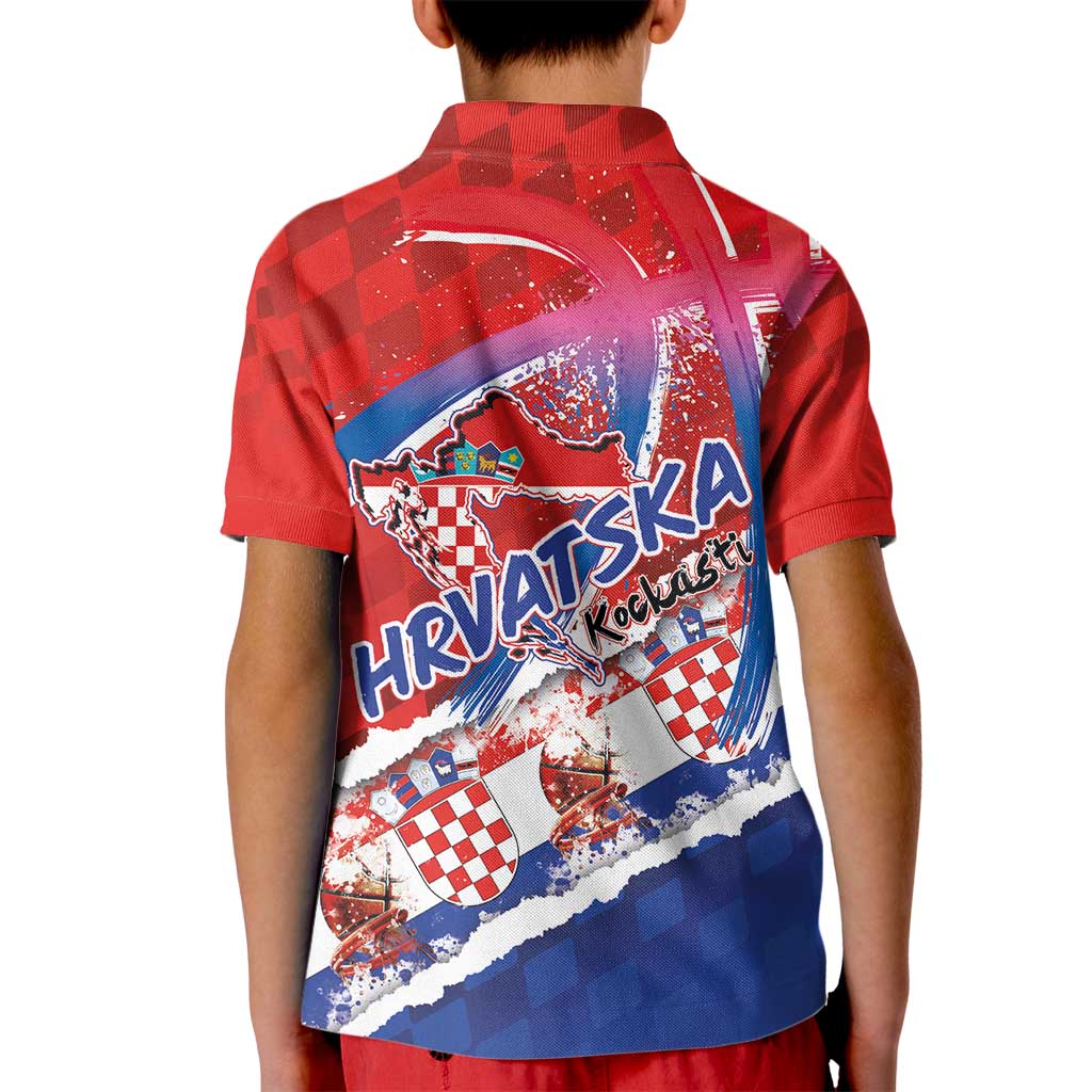 Basketball Fan Jersey Croatian Kid Polo Shirt Hrvatska-The Chequered Ones - Wonder Print Shop