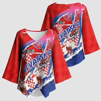 Basketball Fan Jersey Croatian Kimono Sleeve Blouse Hrvatska-The Chequered Ones - Wonder Print Shop