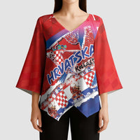 Basketball Fan Jersey Croatian Kimono Sleeve Blouse Hrvatska-The Chequered Ones - Wonder Print Shop