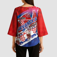 Basketball Fan Jersey Croatian Kimono Sleeve Blouse Hrvatska-The Chequered Ones - Wonder Print Shop