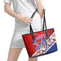 Basketball Fan Jersey Croatian Leather Tote Bag Hrvatska-The Chequered Ones - Wonder Print Shop