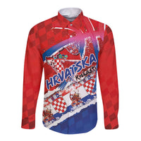 Basketball Fan Jersey Croatian Long Sleeve Button Shirt Hrvatska-The Chequered Ones - Wonder Print Shop