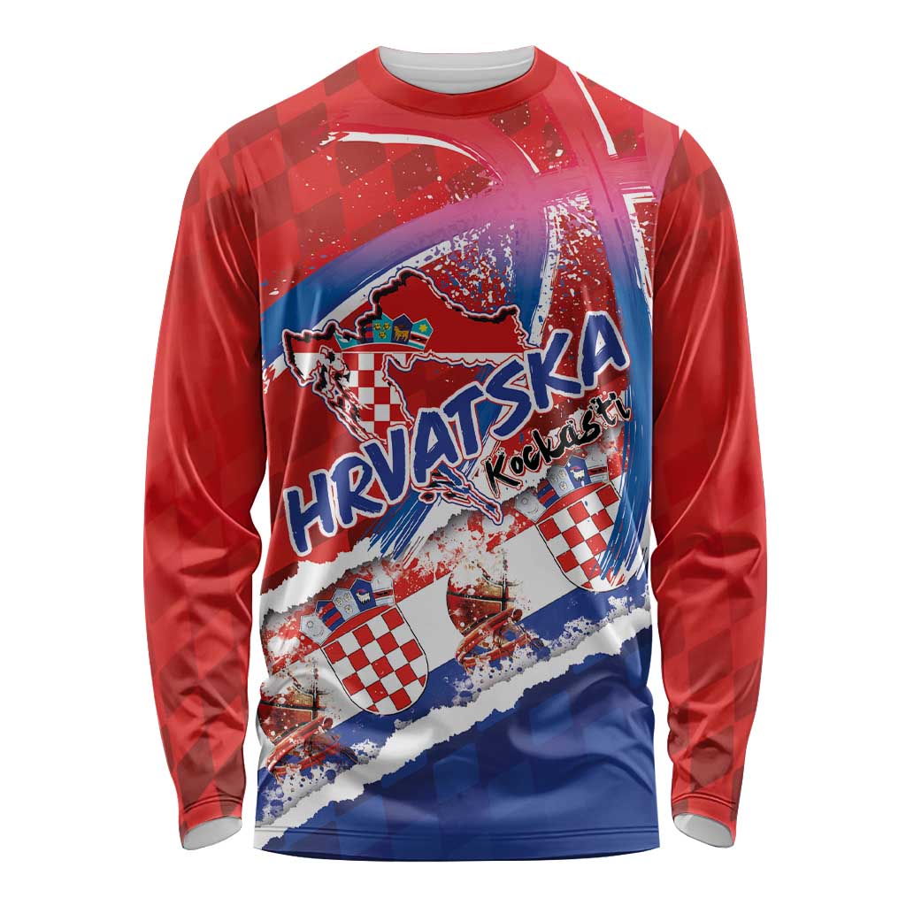 Basketball Fan Jersey Croatian Long Sleeve Shirt Hrvatska-The Chequered Ones - Wonder Print Shop
