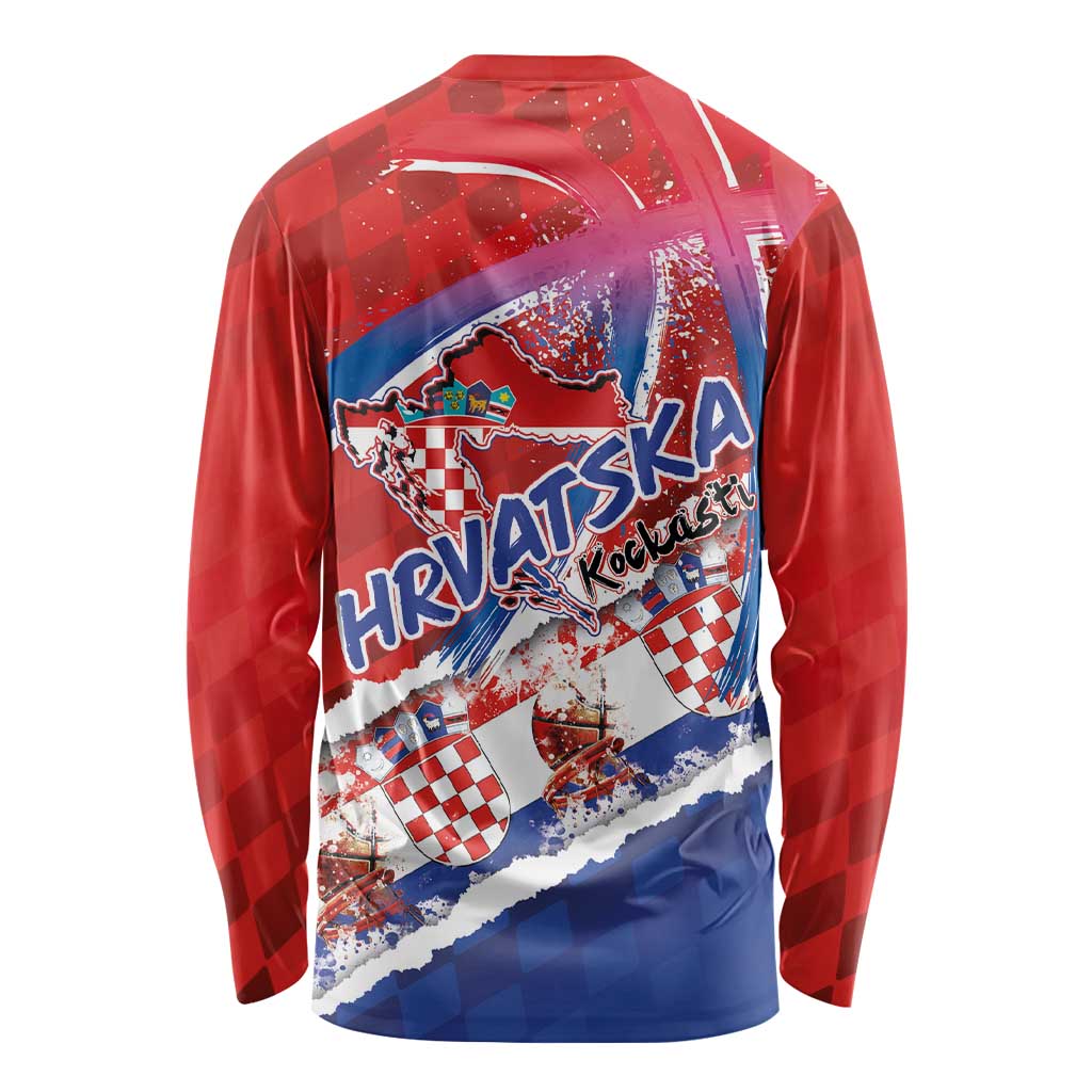 Basketball Fan Jersey Croatian Long Sleeve Shirt Hrvatska-The Chequered Ones - Wonder Print Shop