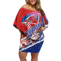 Basketball Fan Jersey Croatian Off Shoulder Short Dress Hrvatska-The Chequered Ones - Wonder Print Shop