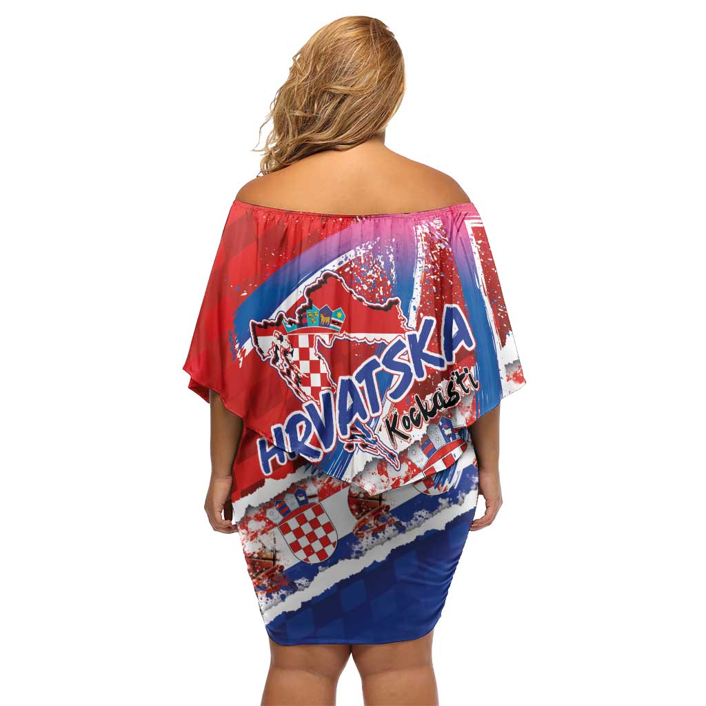 Basketball Fan Jersey Croatian Off Shoulder Short Dress Hrvatska-The Chequered Ones - Wonder Print Shop
