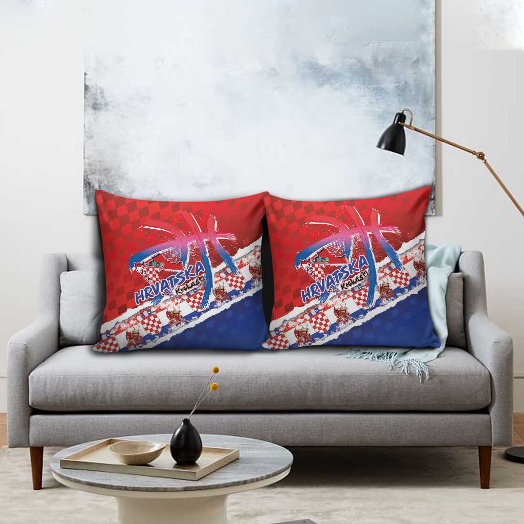 Basketball Fan Jersey Croatian Pillow Cover Hrvatska-The Chequered Ones - Wonder Print Shop