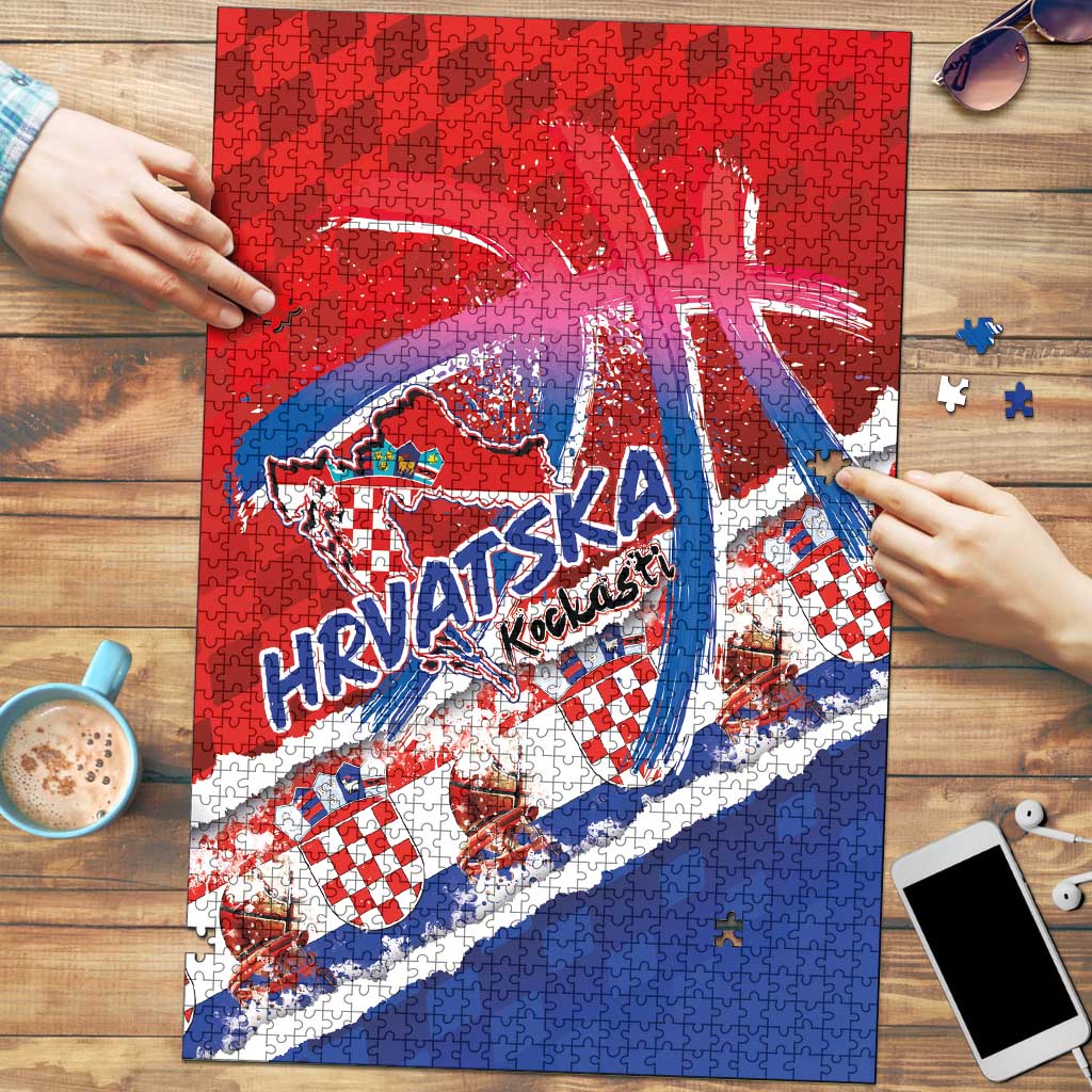 Basketball Fan Jersey Croatian Puzzle Hrvatska-The Chequered Ones - Wonder Print Shop