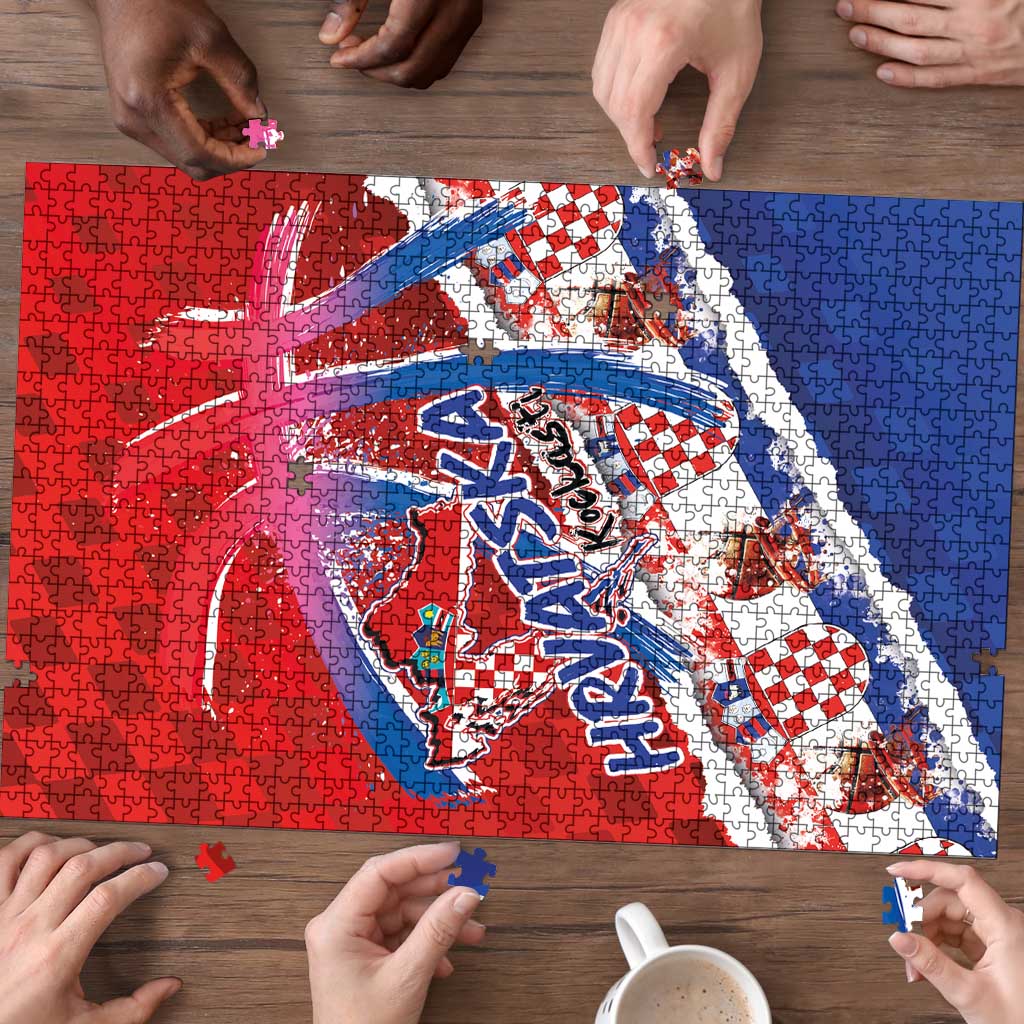 Basketball Fan Jersey Croatian Puzzle Hrvatska-The Chequered Ones - Wonder Print Shop