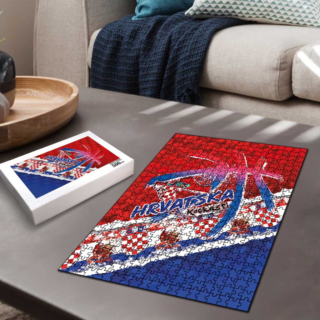 Basketball Fan Jersey Croatian Puzzle Hrvatska-The Chequered Ones - Wonder Print Shop