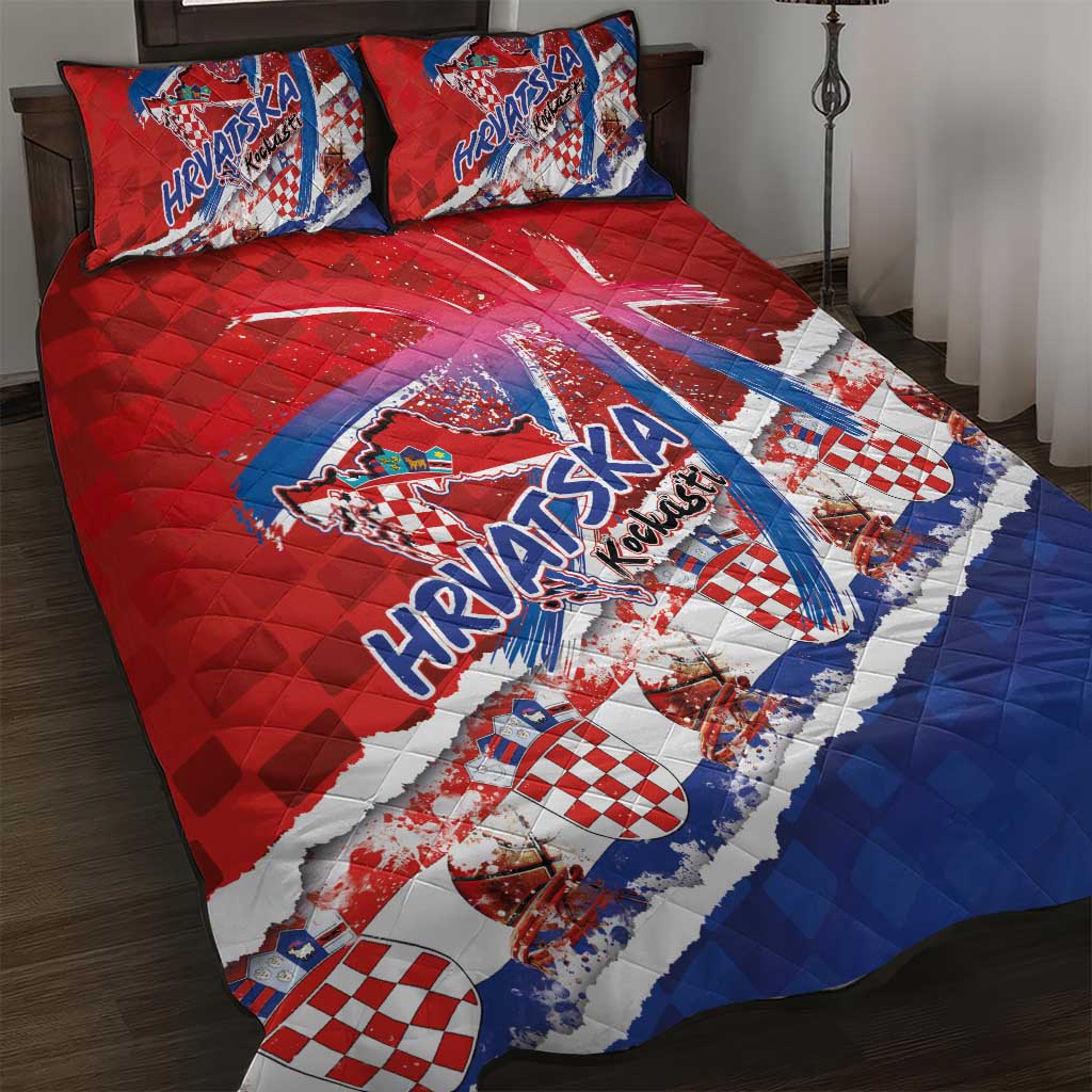 Basketball Fan Jersey Croatian Quilt Bed Set Hrvatska-The Chequered Ones - Wonder Print Shop
