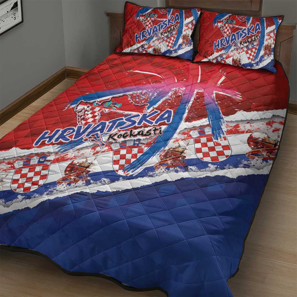 Basketball Fan Jersey Croatian Quilt Bed Set Hrvatska-The Chequered Ones - Wonder Print Shop