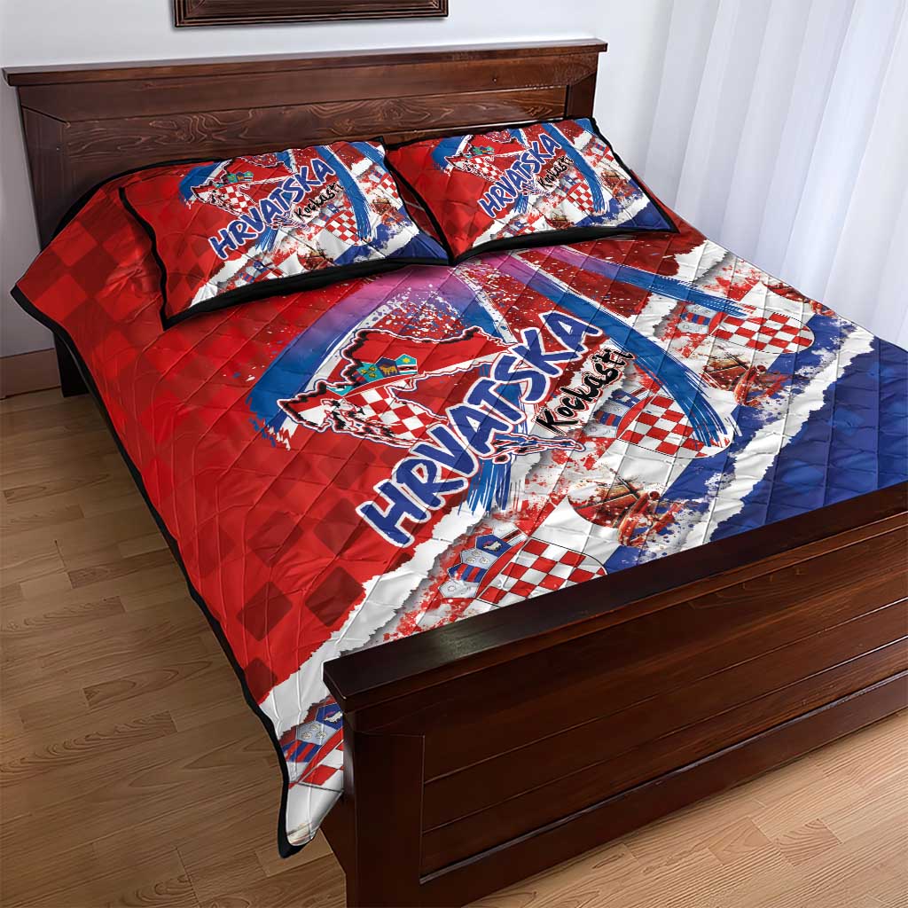 Basketball Fan Jersey Croatian Quilt Bed Set Hrvatska-The Chequered Ones - Wonder Print Shop