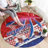 Basketball Fan Jersey Croatian Round Carpet Hrvatska-The Chequered Ones - Wonder Print Shop