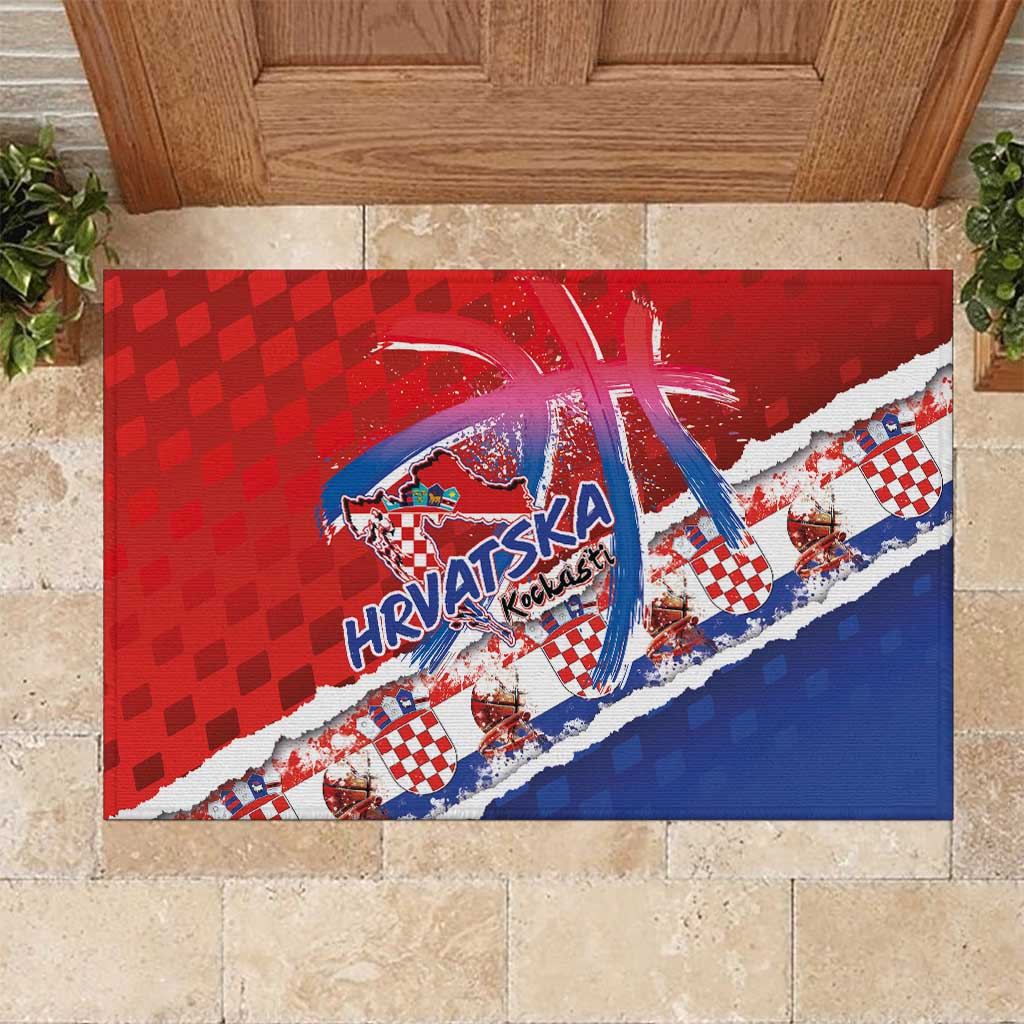 Basketball Fan Jersey Croatian Rubber Doormat Hrvatska-The Chequered Ones - Wonder Print Shop