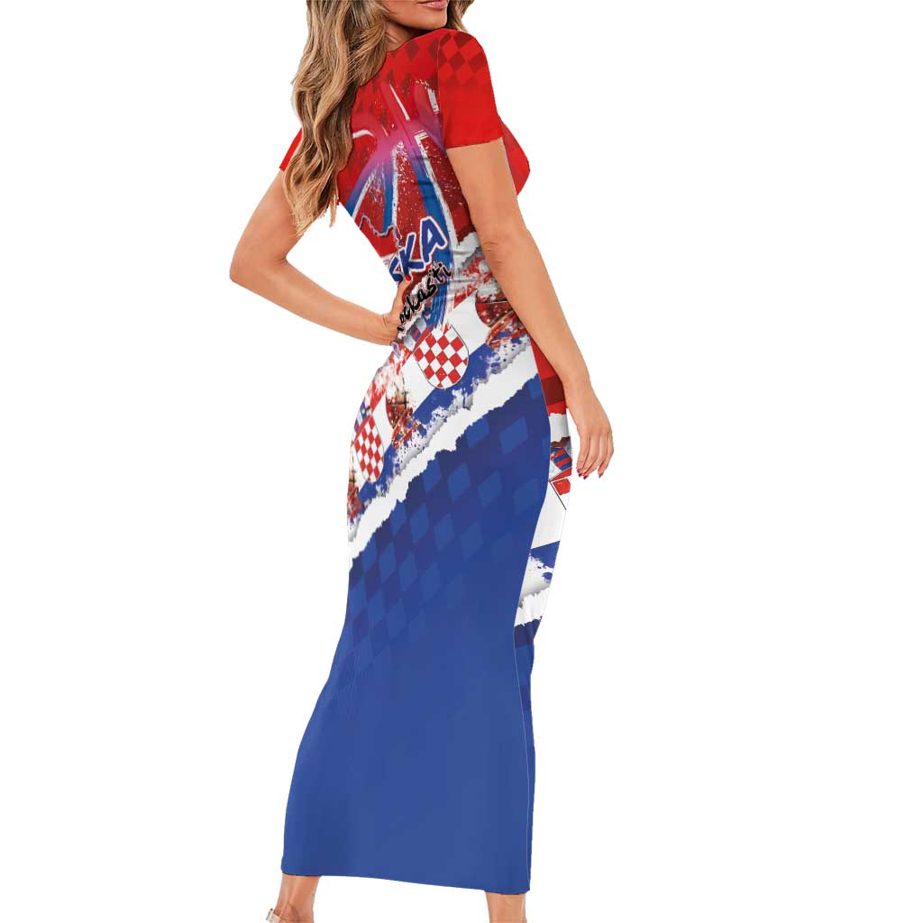 Basketball Fan Jersey Croatian Short Sleeve Bodycon Dress Hrvatska-The Chequered Ones - Wonder Print Shop