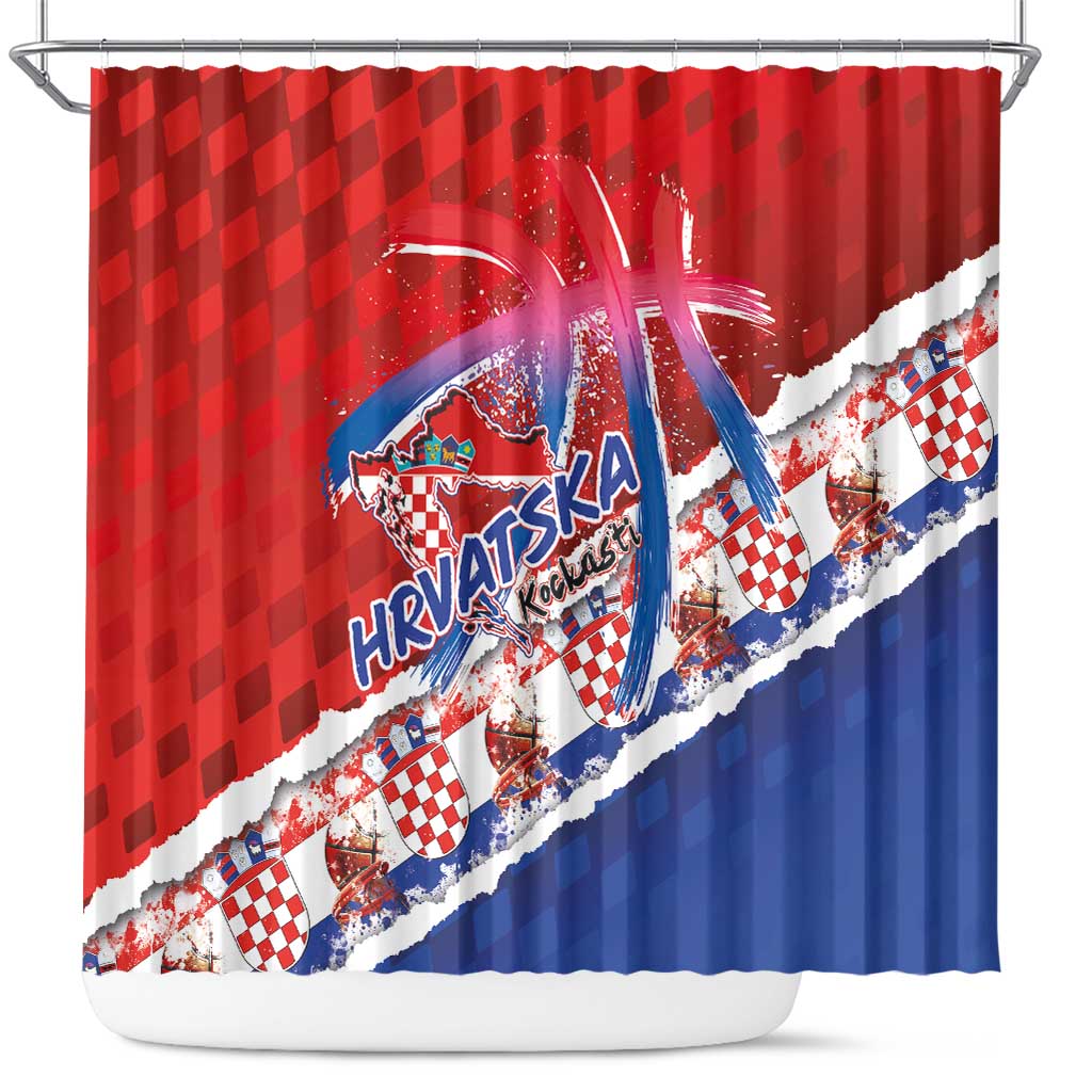 Basketball Fan Jersey Croatian Shower Curtain Hrvatska-The Chequered Ones - Wonder Print Shop