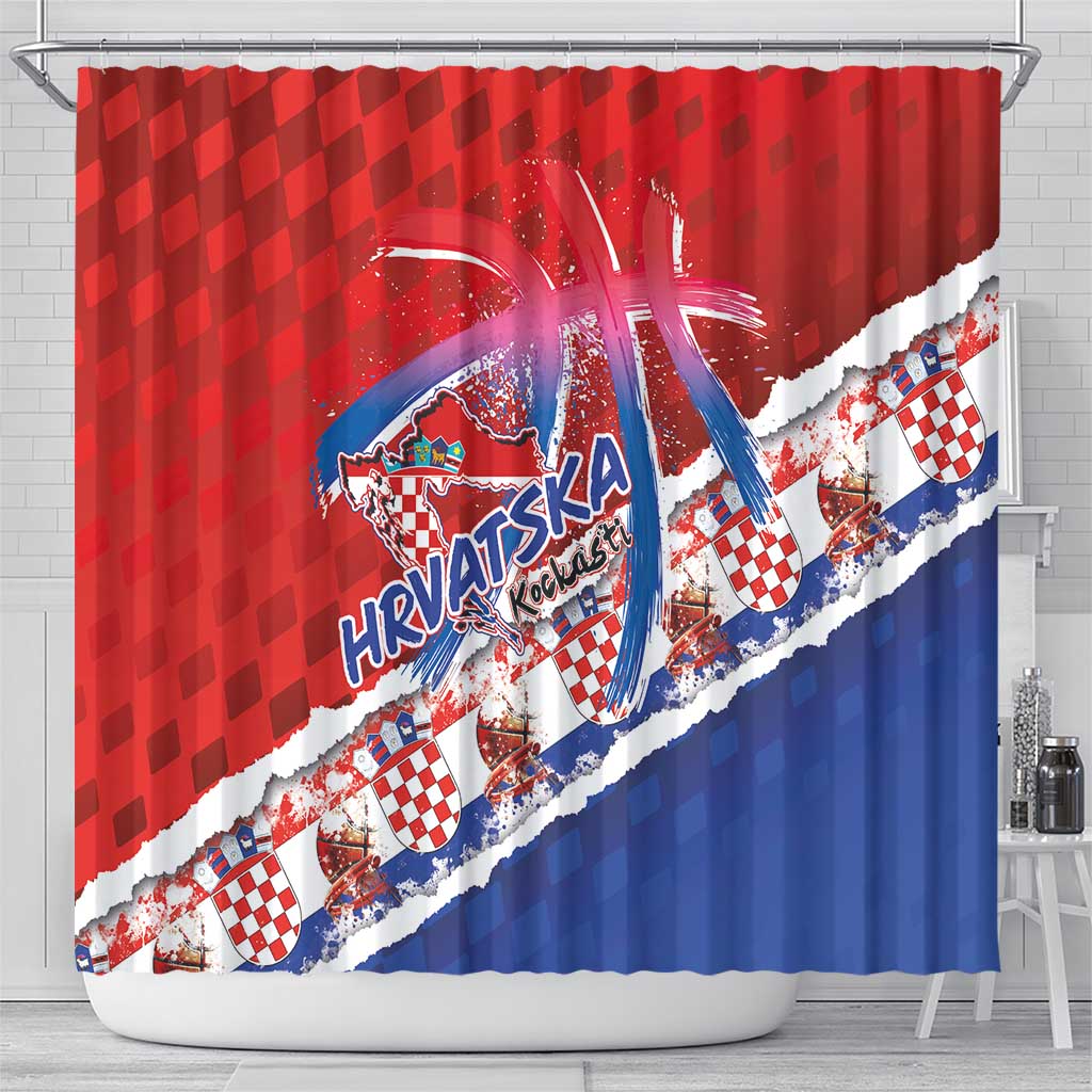 Basketball Fan Jersey Croatian Shower Curtain Hrvatska-The Chequered Ones - Wonder Print Shop