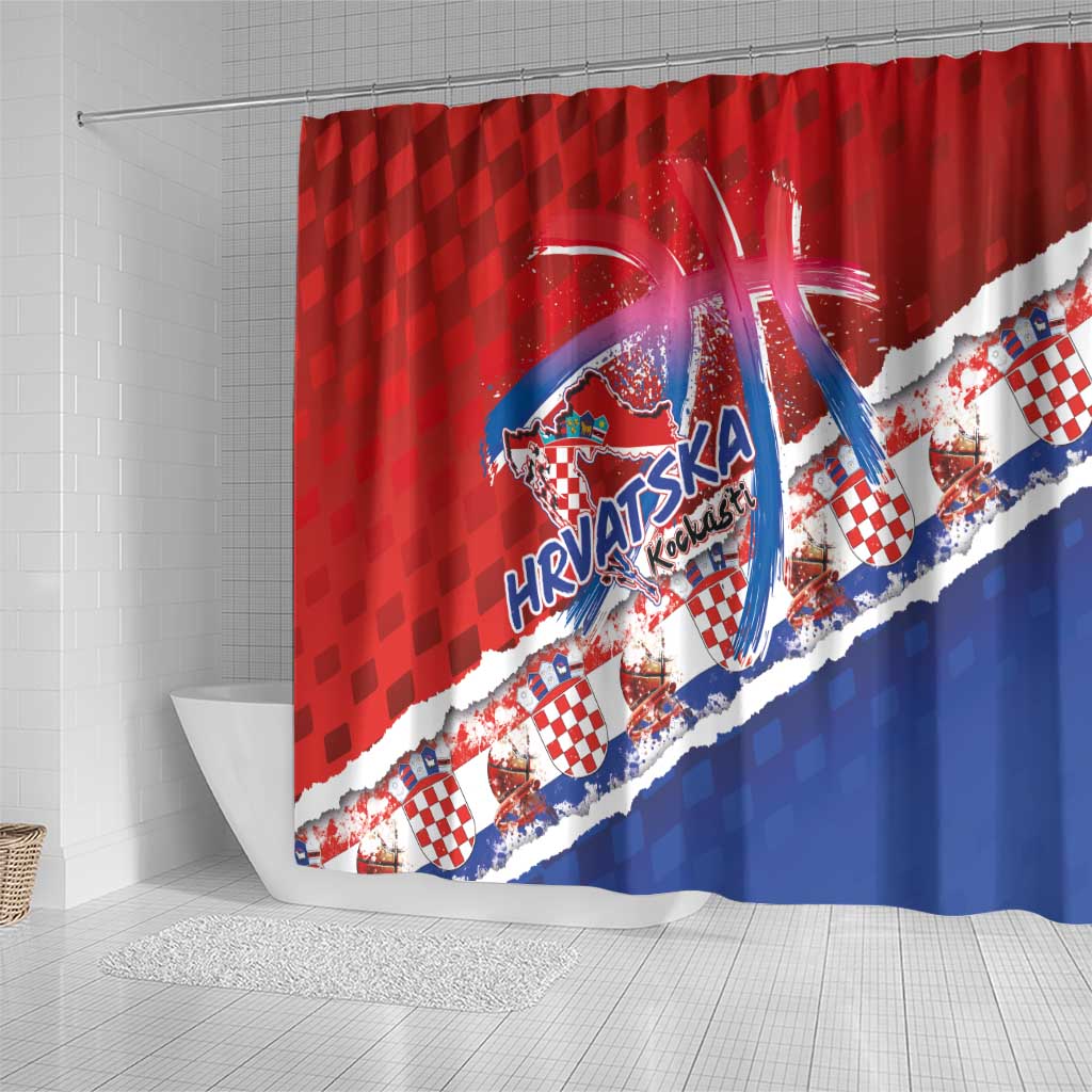Basketball Fan Jersey Croatian Shower Curtain Hrvatska-The Chequered Ones - Wonder Print Shop