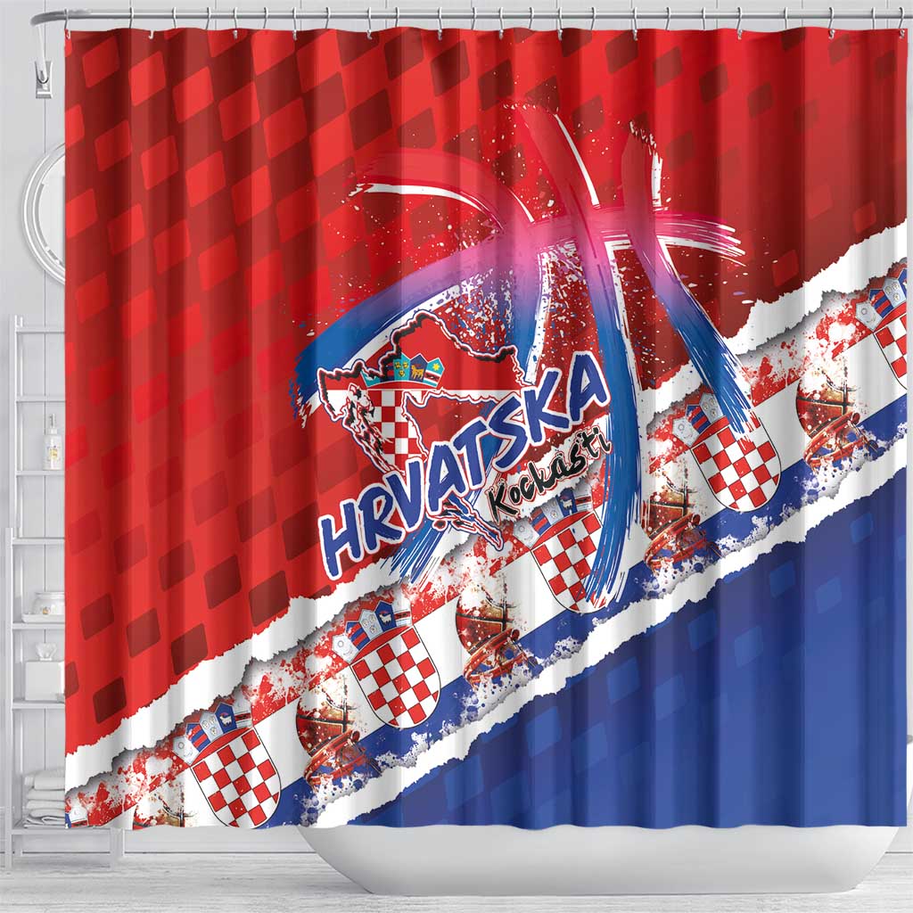 Basketball Fan Jersey Croatian Shower Curtain Hrvatska-The Chequered Ones - Wonder Print Shop