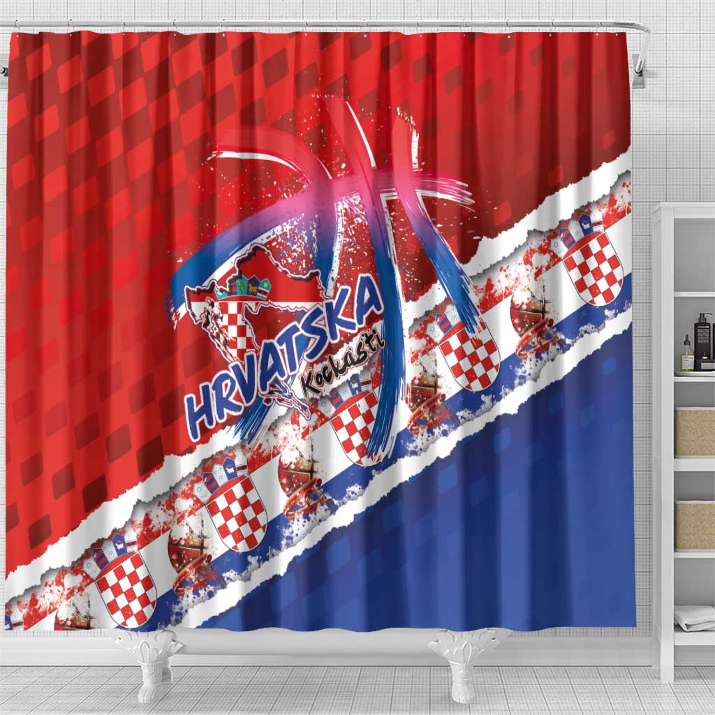 Basketball Fan Jersey Croatian Shower Curtain Hrvatska-The Chequered Ones - Wonder Print Shop