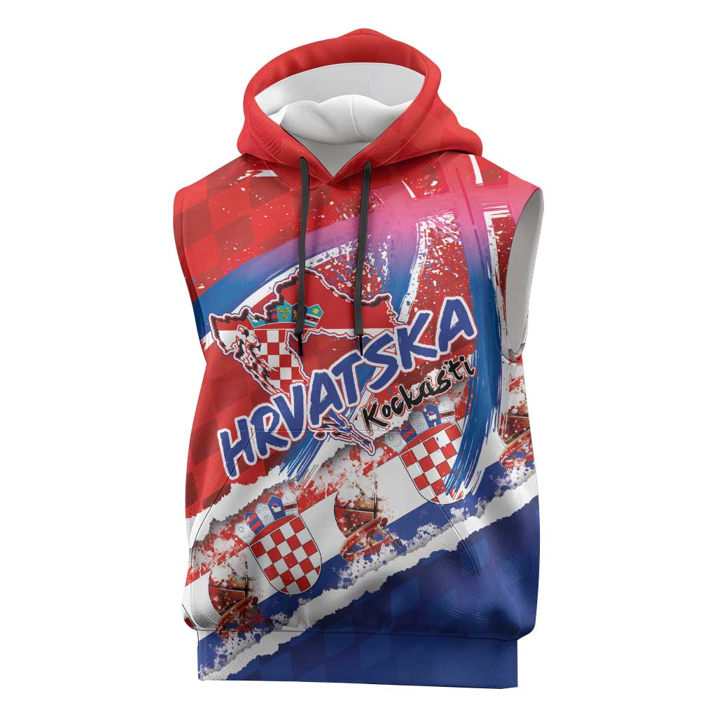 Basketball Fan Jersey Croatian Sleeveless Hoodie Hrvatska-The Chequered Ones - Wonder Print Shop