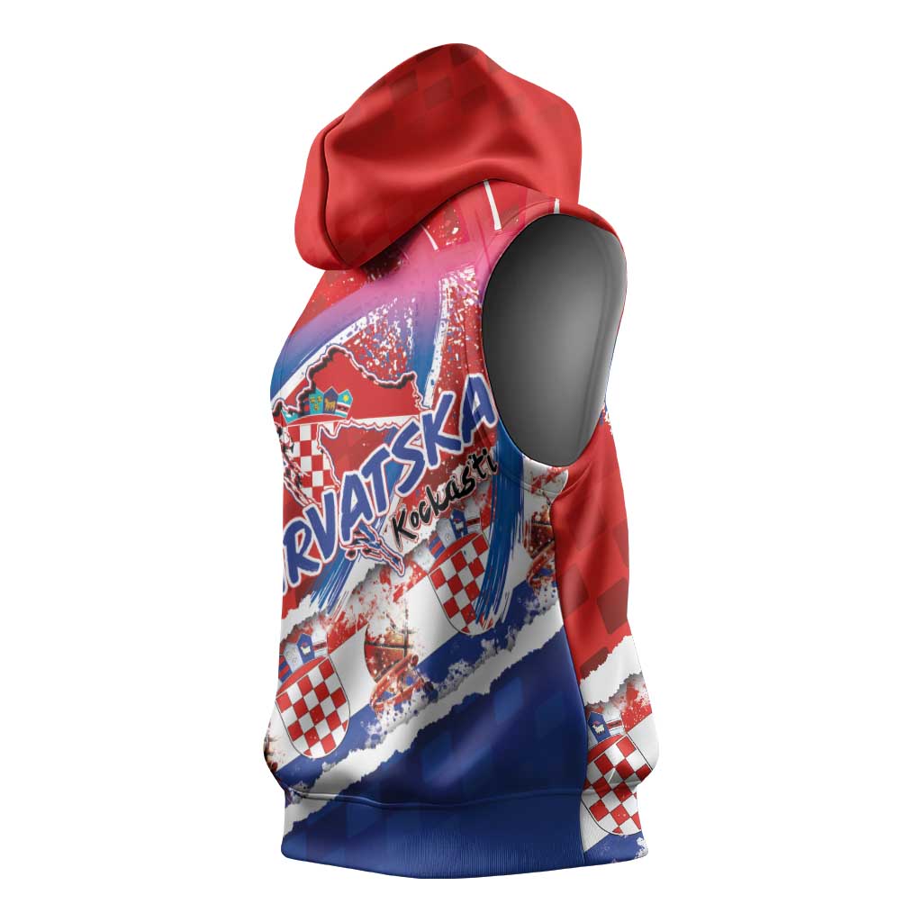 Basketball Fan Jersey Croatian Sleeveless Hoodie Hrvatska-The Chequered Ones - Wonder Print Shop