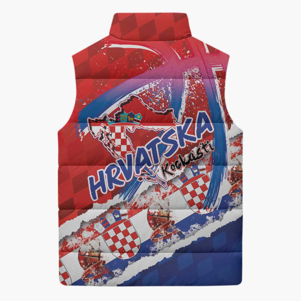 Basketball Fan Jersey Croatian Sleeveless Puffer Jacket Hrvatska-The Chequered Ones - Wonder Print Shop