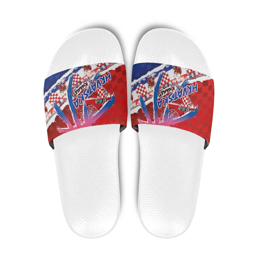 Basketball Fan Jersey Croatian Slide Sandals Hrvatska-The Chequered Ones - Wonder Print Shop