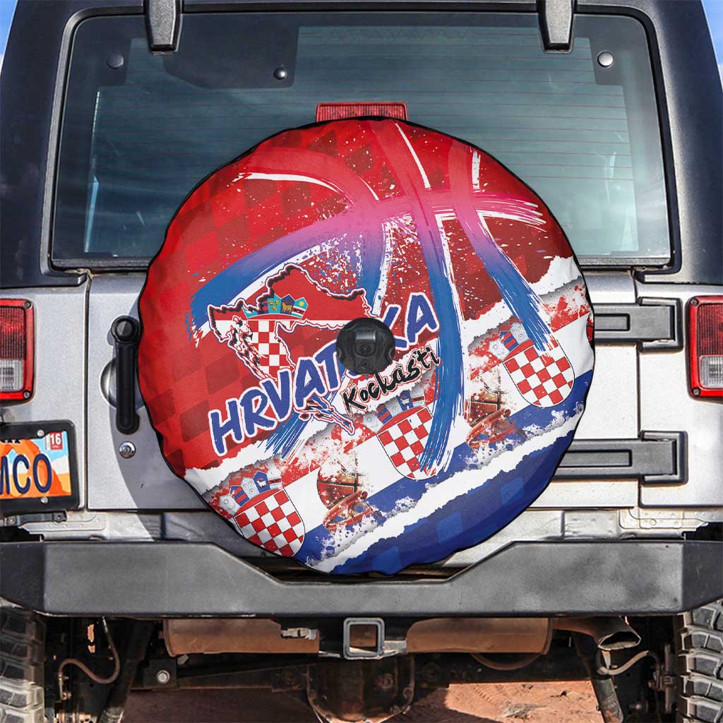 Basketball Fan Jersey Croatian Spare Tire Cover Hrvatska-The Chequered Ones - Wonder Print Shop