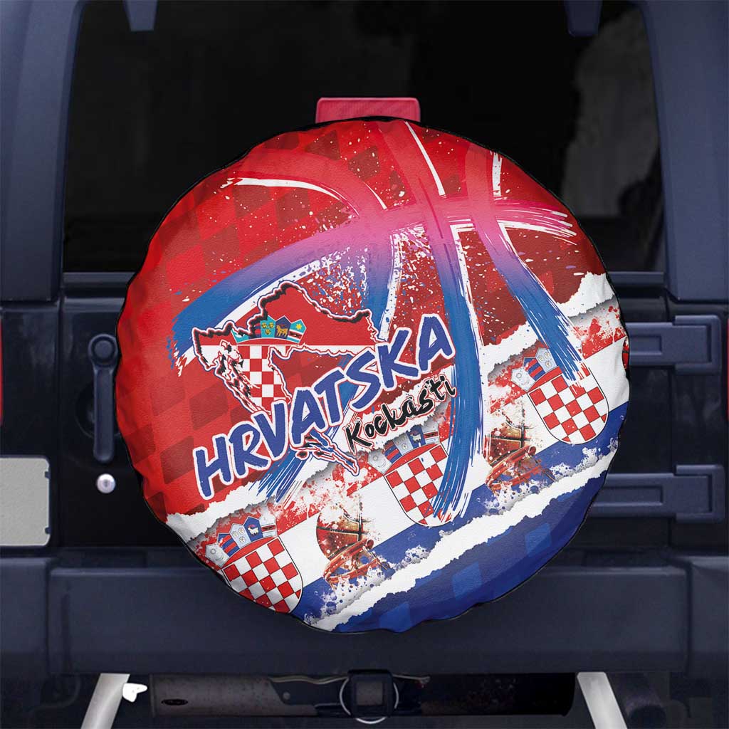 Basketball Fan Jersey Croatian Spare Tire Cover Hrvatska-The Chequered Ones - Wonder Print Shop