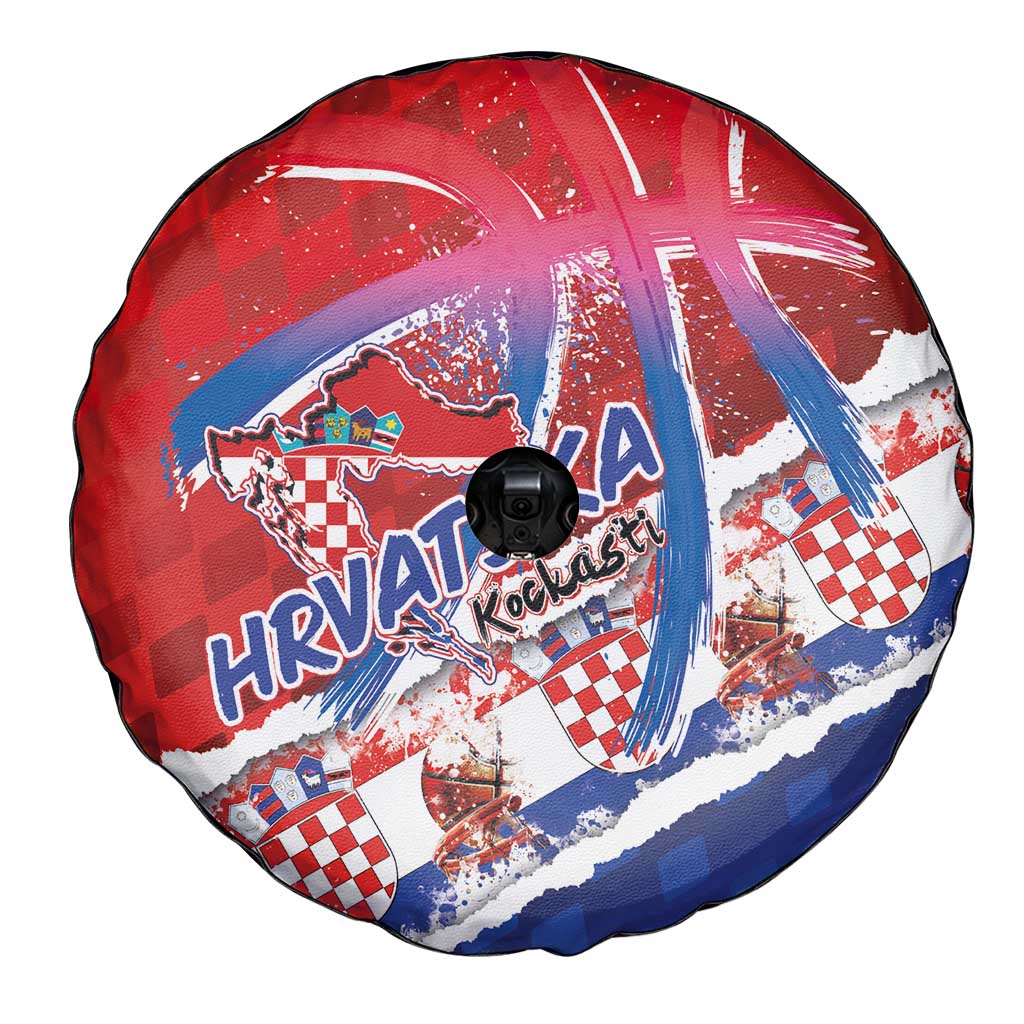 Basketball Fan Jersey Croatian Spare Tire Cover Hrvatska-The Chequered Ones - Wonder Print Shop