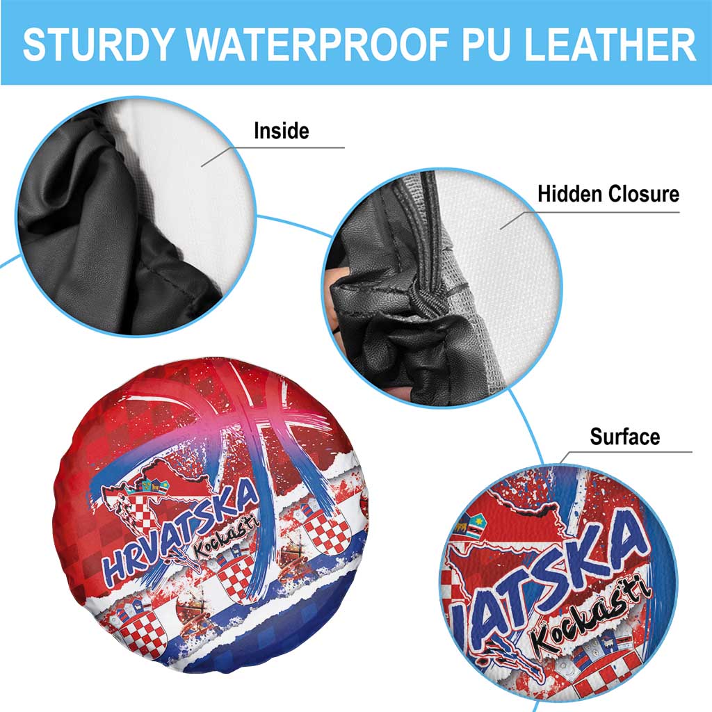 Basketball Fan Jersey Croatian Spare Tire Cover Hrvatska-The Chequered Ones - Wonder Print Shop