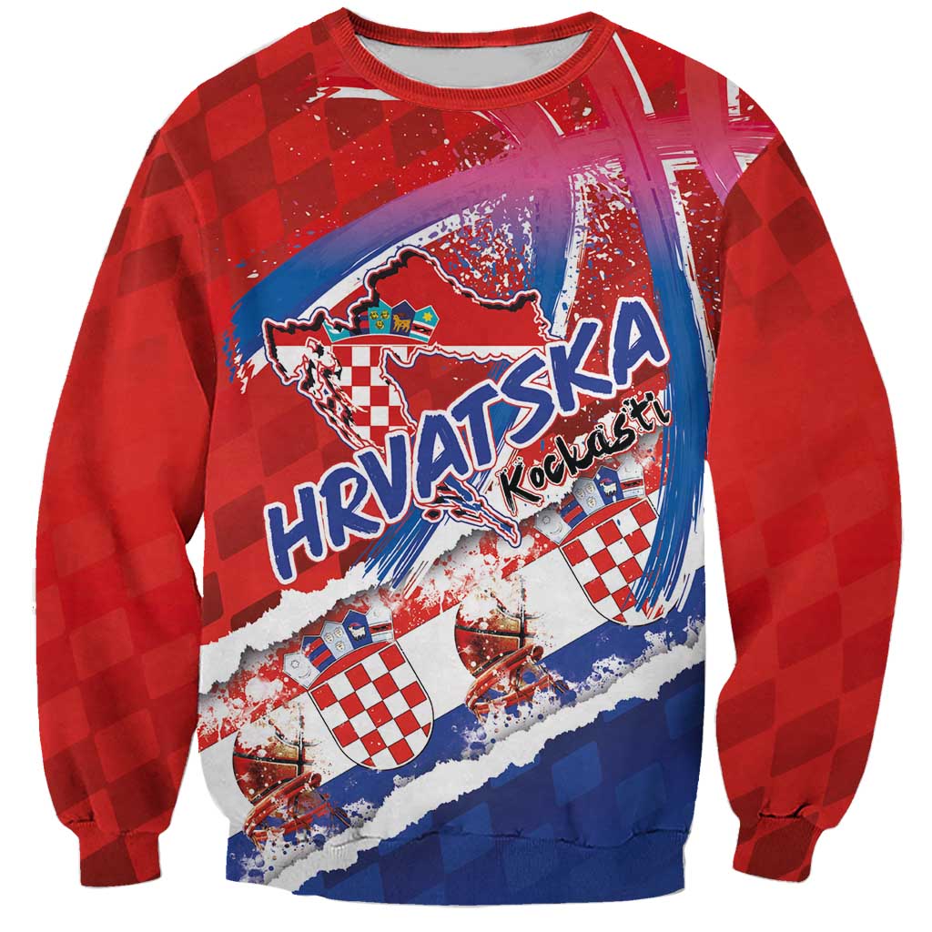 Basketball Fan Jersey Croatian Sweatshirt Hrvatska-The Chequered Ones - Wonder Print Shop