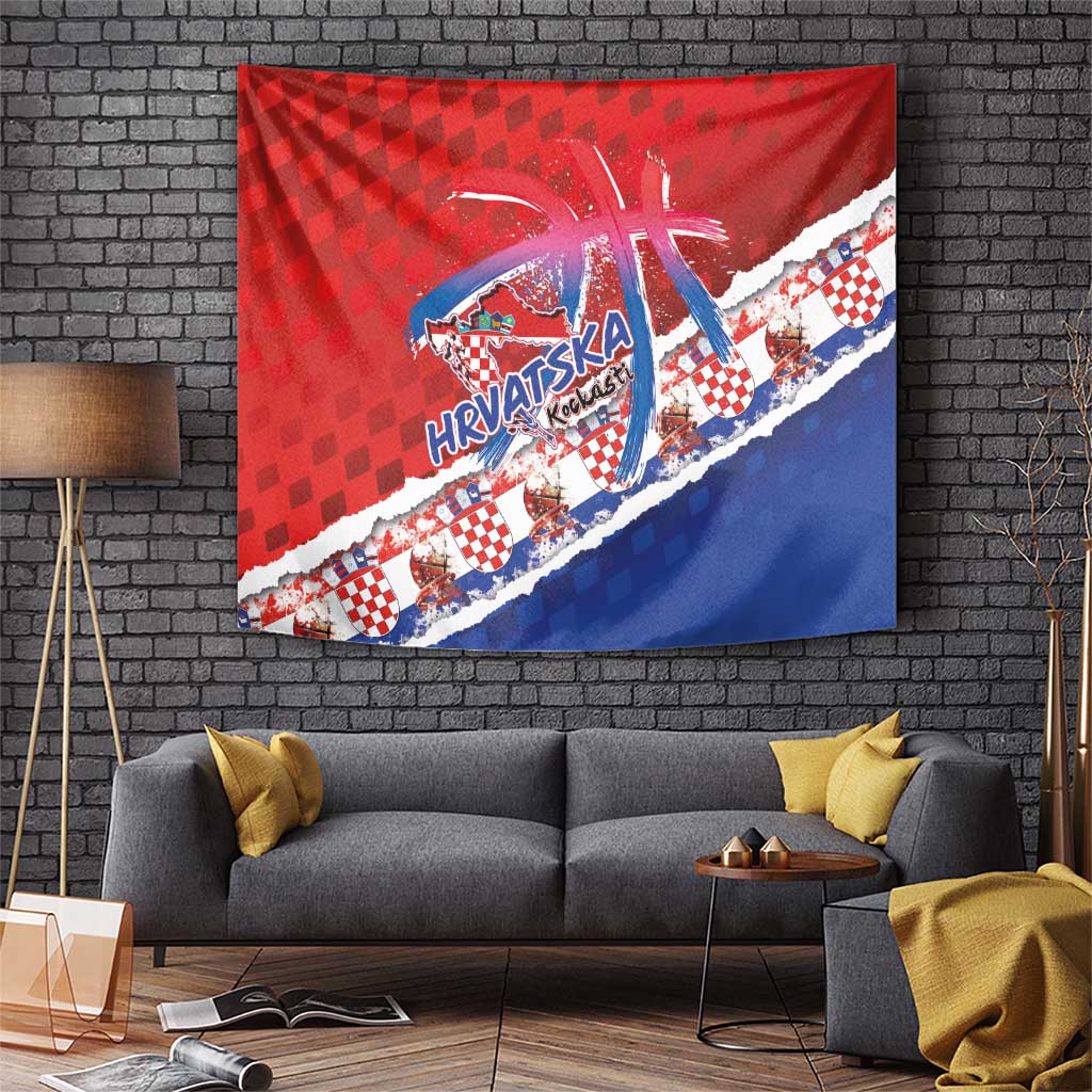 Basketball Fan Jersey Croatian Tapestry Hrvatska-The Chequered Ones - Wonder Print Shop
